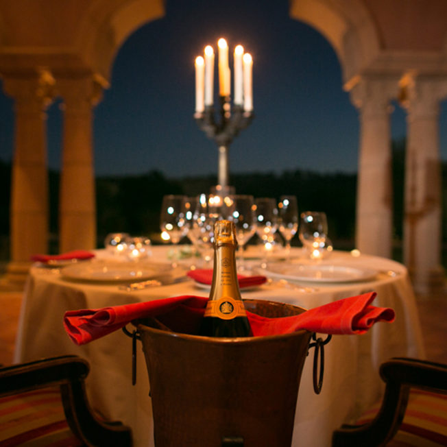dinner table with candles